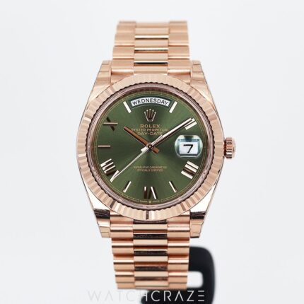 ROLEX DAY-DATE ROSE GOLD OLIVE GREEN DIAL 40MM 228235