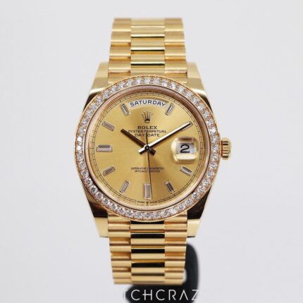 ROLEX DAY-DATE YELLOW GOLD DIAMOND BEZEL 40MM 228348RBR